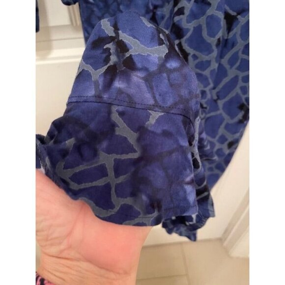DUNIA Y2K Blue Animal Print Wrap Dress 3/4 Sleeve - Rayon & Lycra Blend - Women' - Picture 8 of 14